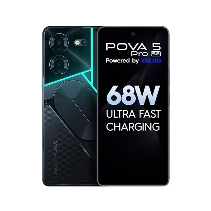 tecno Pova 5 Pro 5G (Dark Illusion, 8GB RAM,128GB Storage)| Segment 1st 68W Ultra Fast Charging |