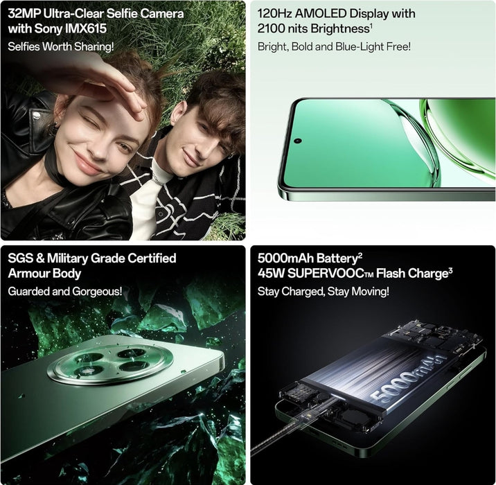 OPPO F27 5G (Emerald Green, 8GB RAM, 128GB Storage) | 6.67" FHD+ AMOLED Display|32MP Sony IMX615 Selfie Camera |AI Portrait Expert| 45W SUPERVOOC