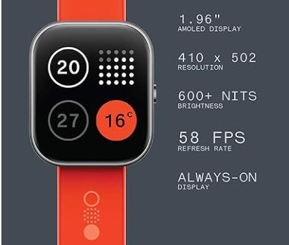 CMF BY NOTHING Watch Pro Smartwatch,1.96'' AMOLED Display, IP68 Water Resistant Multi-System GPS Fitness Tracker with Health Monitoring, 13Day Battery Life, Dark Grey