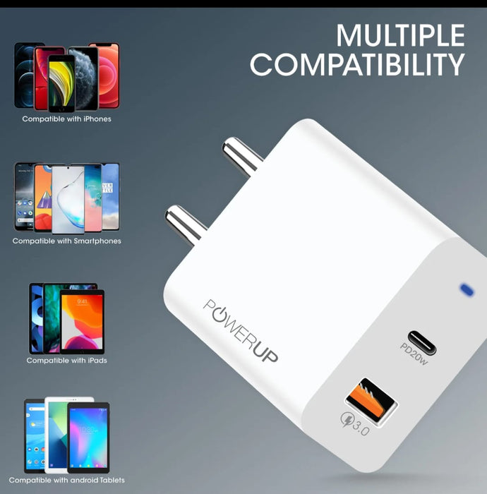 POWERUP Max Charge 20W USB Type-C Ultra Smart Wall Charger