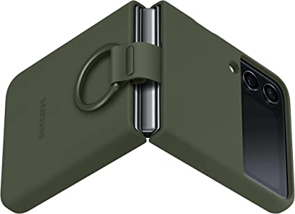 SAMSUNG Galaxy Z Flip 4 Silicone Cover with Ring - Khaki